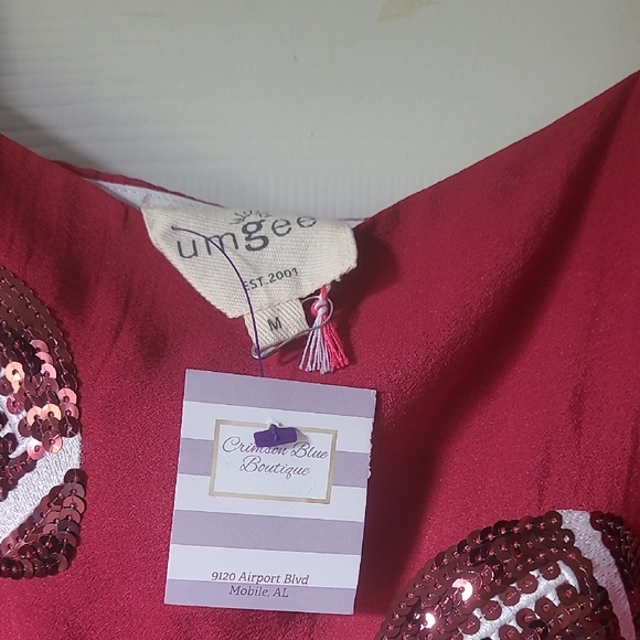 Umgee Burgundy Red Sequin Appliqué Mini Dress - Picture 2 of 6
